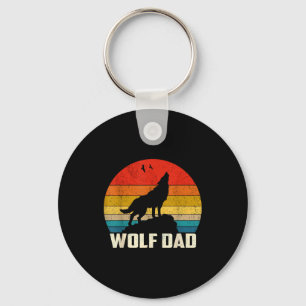 Wolf Dad Howling Vintage Sunset Wolves Lovers Fath Key Ring