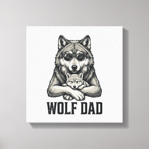 Wolf Dad Vintage Engraving Vector T-Shirt Design_1 Canvas Print