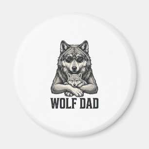 Wolf Dad Vintage Engraving Vector T-Shirt Design_1 Magnet