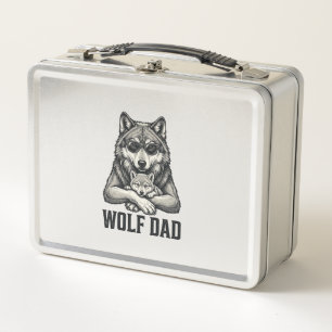 Wolf Dad Vintage Engraving Vector T-Shirt Design_1 Metal Lunch Box