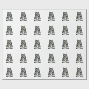 Wolf Dad Vintage Engraving Vector T-Shirt Design_1 Wrapping Paper