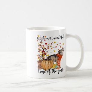 Wolf Dog Fall Pumpkins Autumn Leaf Tree Coffee Mug