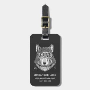 Wolf Dog Motorcycle Rider Add Your Name Luggage Tag