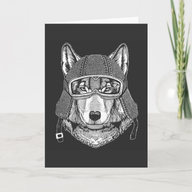 Wolf Dog Motorcycle Rider Card (Front)