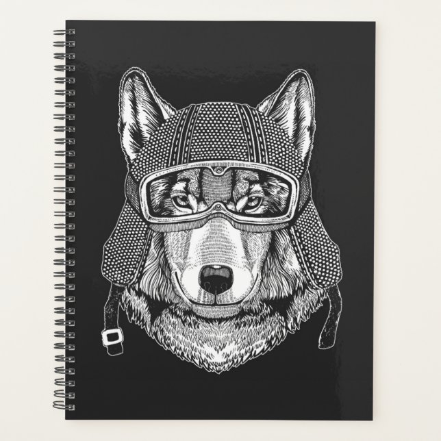 Wolf Dog Motorcycle Rider Planner (Front)