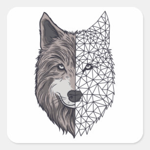 Wolf Dog Puppy Animal - Low Poly Geometric Square Sticker