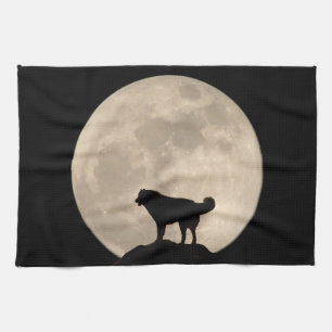 Wolf Dog Towel Sled Dog Lover Art Tea Towel  Decor
