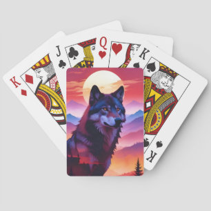 Wolf Double Exposure Animal Nature Wilderness Wild Playing Cards