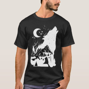 Wolf Double Exposure Surreal Wildlife Animal men w T-Shirt