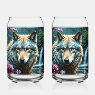 Wolf down by the River Can Glass