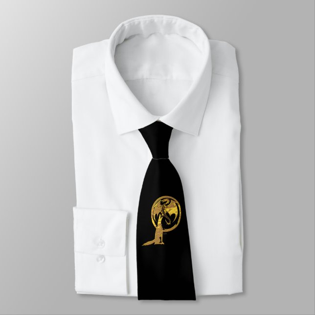 Wolf & Dragon gold black necktie (Tied)
