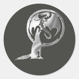 Wolf & Dragon silver black stickers
