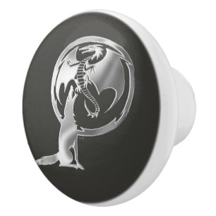 Wolf & Dragon Silver ceramic kob Knob