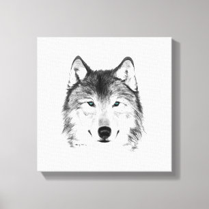 Wolf Drawing, Graphite Canvas Print