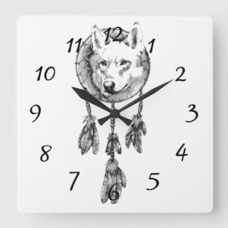 Wolf Dreamcatcher Acrylic Wall Clock