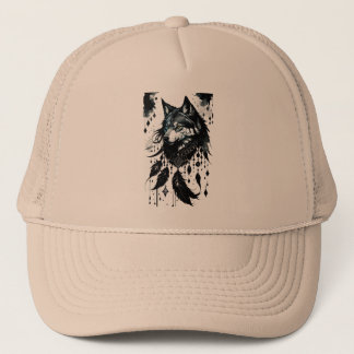 wolf, dreamcatcher, amulet, talisman, protection, trucker hat