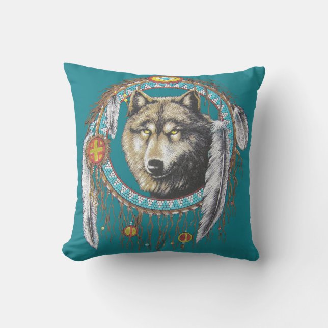 Wolf Dreamcatcher Cushion (Front)