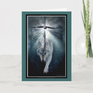 Wolf & Eagle Animal Lover PEACE Greeting-card Card