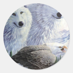 Wolf Eagle Animals Nature Park Office Business Art Classic Round Sticker