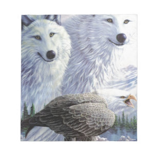 Wolf Eagle Animals Nature Park Office Business Art Notepad