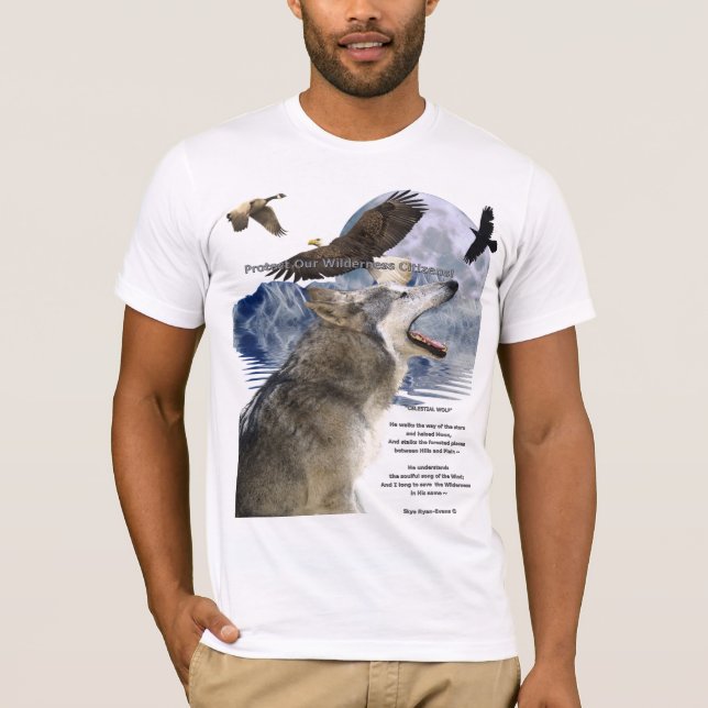 WOLF, EAGLE, RAVEN, Moon, Mountain & Poem, T-Shirt (Front)