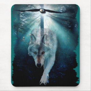 WOLF & EAGLE Wildlife Series Mouse Mat