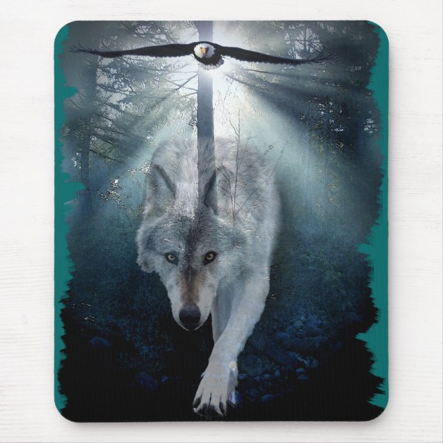 WOLF & EAGLE Wildlife Series Mouse Mat (Front)