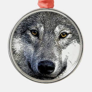 Wolf Eyes Artwork Metal Tree Decoration