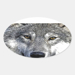Wolf Eyes Artwork Oval Sticker