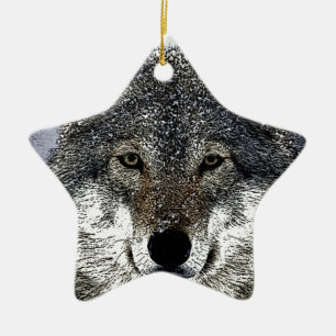 Wolf Eyes Ceramic Tree Decoration