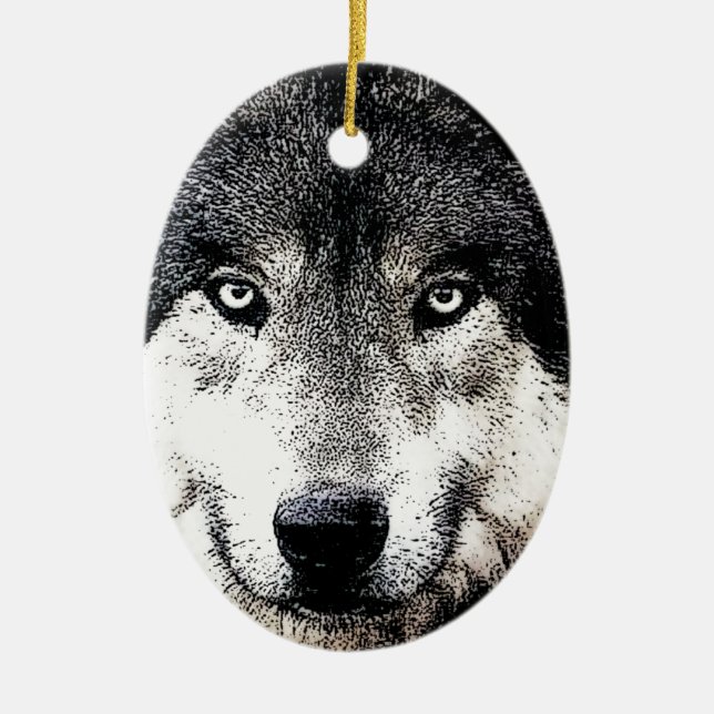 Wolf Eyes Ceramic Tree Decoration (Front)