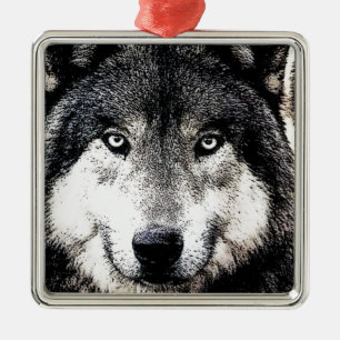 Wolf Eyes Metal Tree Decoration