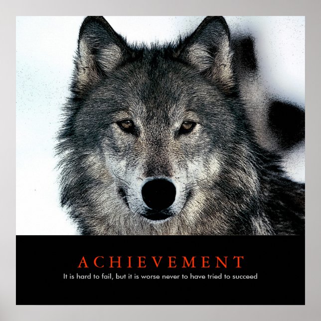 Wolf Eyes Motivational Achievement Poster (Front)