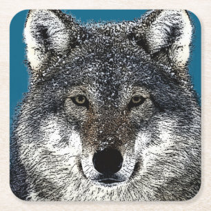 Wolf Eyes Square Paper Coaster