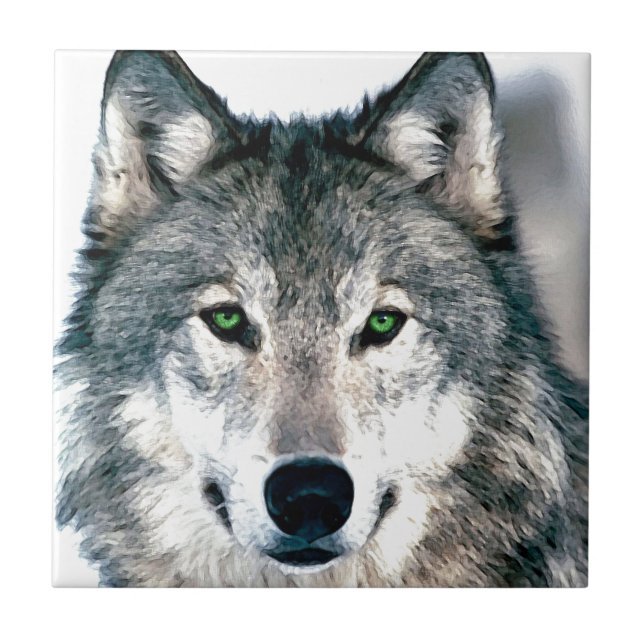 Wolf Eyes wild nature animal Print Tile (Front)