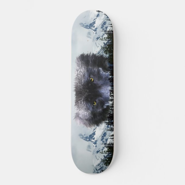 WOLF EYES Wildlife & Mountains Skateboard (Front)