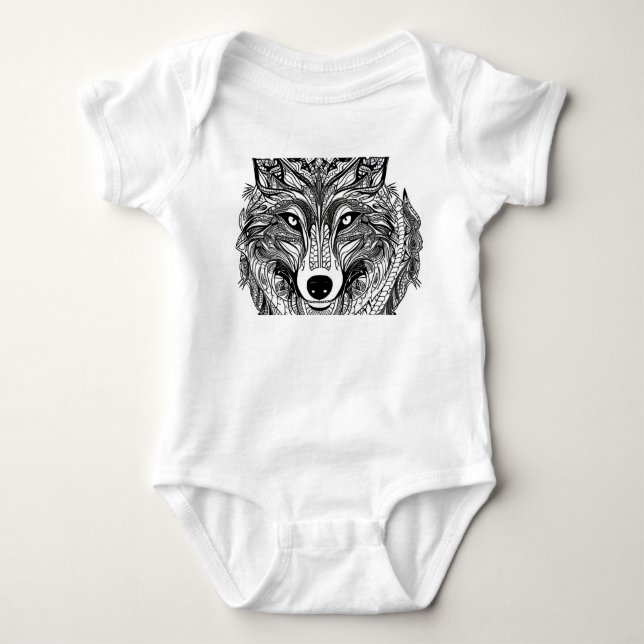 Wolf Face Baby Bodysuit (Front)
