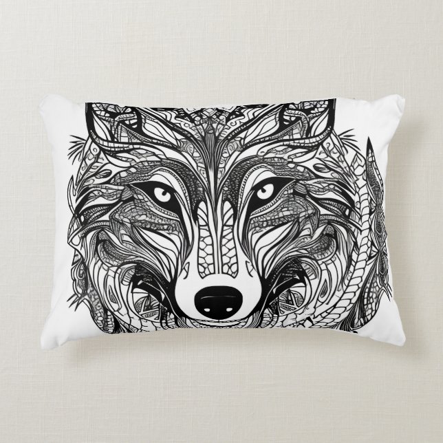Wolf Face Decorative Cushion (Front)