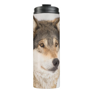 Wolf face face wildlife animal thermal tumbler