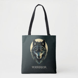 Wolf face fenrir tribal warrior fenris norse tote bag