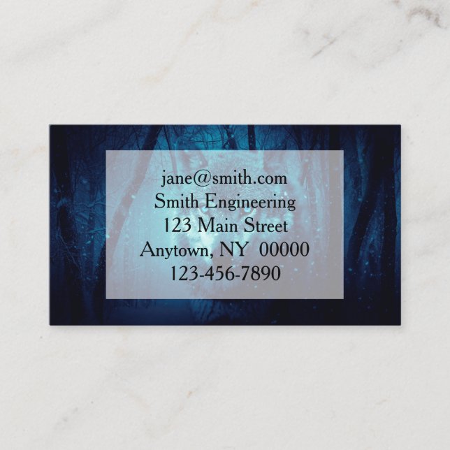 Wolf face in dark fantasy forest business card (Front)
