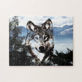 Wolf face jigsaw puzzle