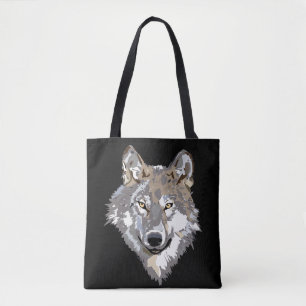 wolf face tote bag