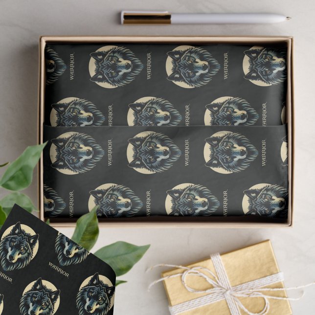 Wolf face warrior fenrir nordic gift wrapping  tissue paper (Creator Uploaded)