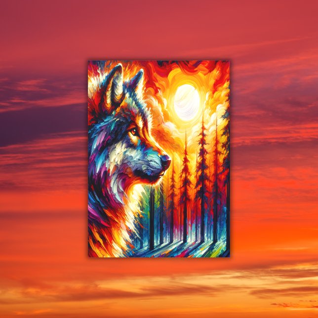 Wolf Face with Sun & Forest | Window Cling (Creator Uploaded)