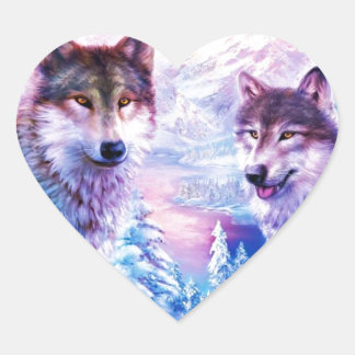 Wolf Family Heart Sticker
