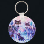 Wolf Family Key Ring<br><div class="desc">Beautiful image of a wolf family</div>