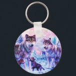Wolf Family Key Ring<br><div class="desc">Beautiful image of a wolf family</div>