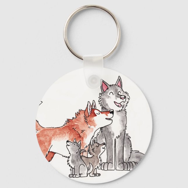 Wolf Family Keychain (Front)