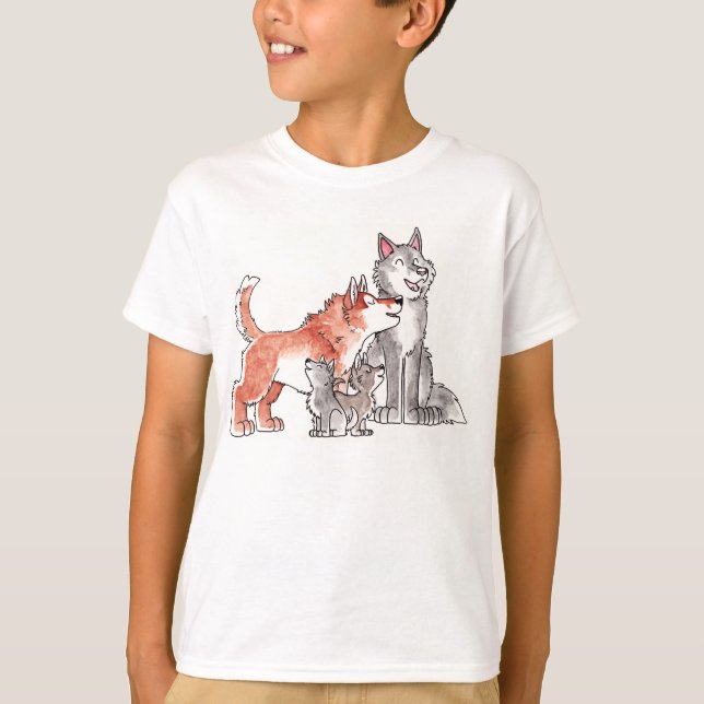 Wolf Family Kids T-Shirt (Front)